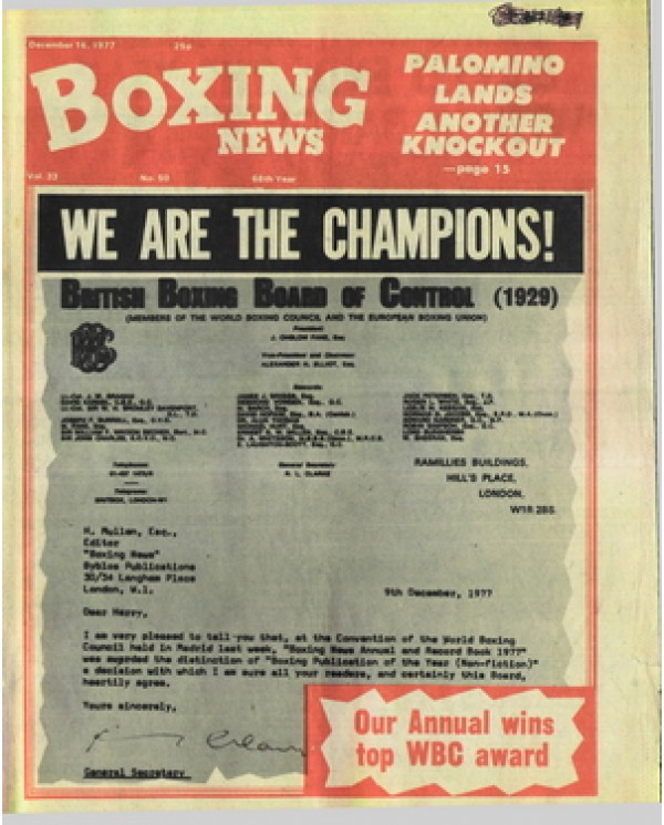 Boxing News magazine  16.12.1977 Download pdf